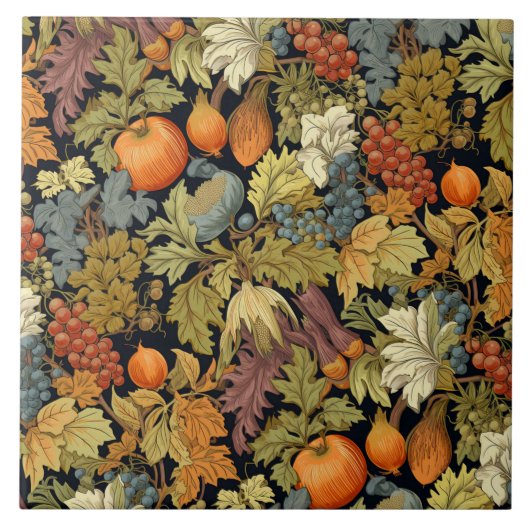 Carreau Citrouille feuille d'automne de William Morris vin (Devant)