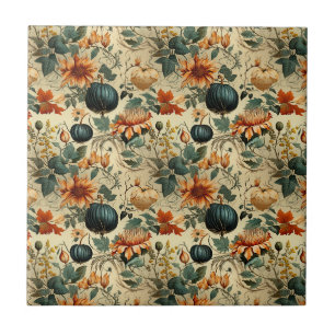Carreau Citrouille Florale Automne Vintage Teinte