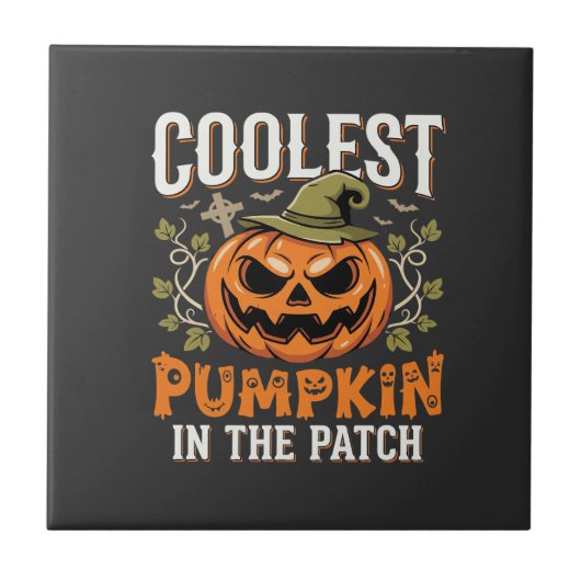 Carreau Citrouille la plus cool du patch Design Halloween (Devant)