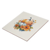 Carreau Citrouilles d'automne avec Fleurs et Foliage (Côté)