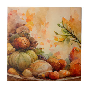 Carreau Citrouilles d'automne orange rustique vintage aqua