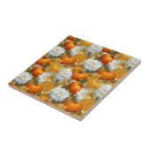 Carreau Citrouilles et chrysanthèmes Automne Design (Côté)