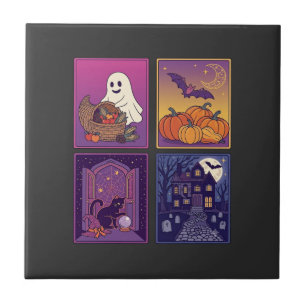 Carreau Citrouilles fantômes d'Halloween Maison hantée Cha