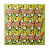 Carreau Citrouilles, Soupe et Fond Rayé (Devant)