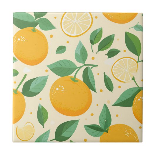 Carreau Citrus citron jaune motif de fruits tropicaux (Devant)