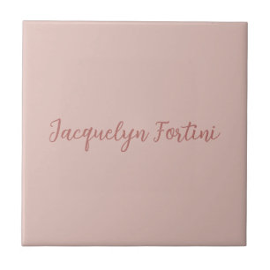 Carreau Clair Elegant Rose Gold Calligraphie Nom du script