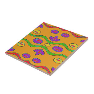 Carreau Clair Orange coloré Funky Abstrait Trivet