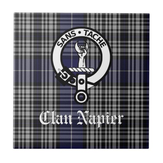 Carreau Clan Napier Crest Badge et Tartan (Devant)