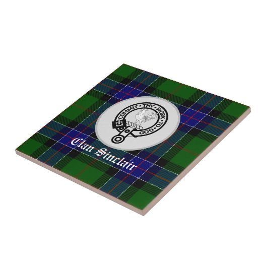 Carreau Clan Sinclair Tartan & Crest Badge (Côté)