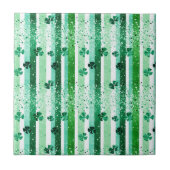 Carreau Classic Green White Vertical Stripes Shamrocks (Devant)
