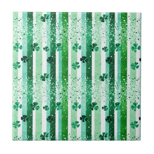 Carreau Classic Green White Vertical Stripes Shamrocks (Devant)