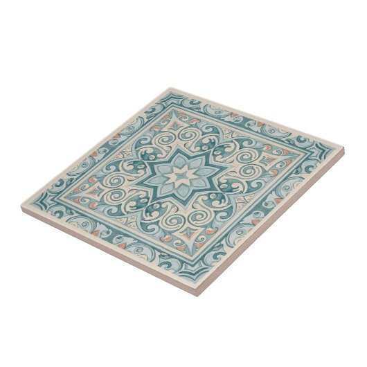 Carreau Classic Mediterranean Pattern Pat#29 Teal ID1195 (Côté)