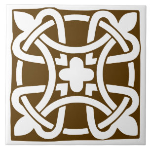 Carreau Classique Ancien Brun et Blanc Traditionnel