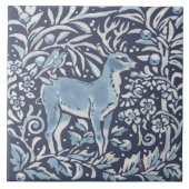 Carreau Classique Bleu Blanc Orné Forêt de Cerfs Art (Devant)