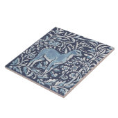 Carreau Classique Bleu Blanc Orné Forêt de Cerfs Art (Côté)