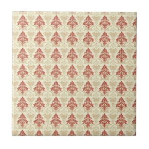 Carreau Classique Damassé Vintage Rouge Vert Beige