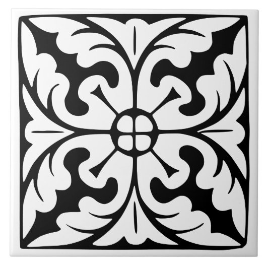 Carreau Classique d'antan : Traditionnel noir et blanc (Devant)