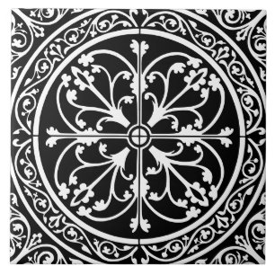 Carreau Classique Élégant Abstrait Noir Traditionnel Éléga