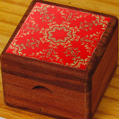 Carreau Classique Luxe Chic Faux Or Ornements Sur Rouge