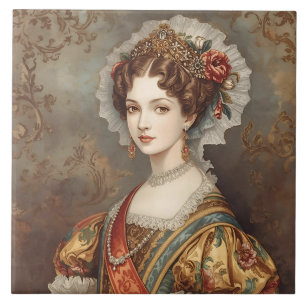 Carreau Classique, Victorienne, Femme noble avec Gown Luxu