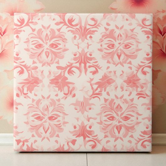 Carreau Classy Floral Damask Rose Pink