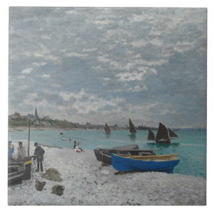 Carreau Claude Monet - La plage de Sainte-Adresse