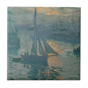 Carreau Claude Monet Lever de soleil Marine Voilier Impres