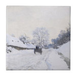 Carreau Claude Monet - Panier sur la route des neiges à Ho<br><div class="desc">Un panier sur le chemin de neige à Honfleur / La Charrette,  route sous la neige a Honfleur - Claude Monet,  Huile sur toile,  1867</div>