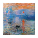 Carreau Claude Monet Sunrise<br><div class="desc">Claude Monet "Sunrise" est un tableau célèbre qui a été créé en 1872. Il représente le soleil se levant sur le port du Havre, ville de France où est né Monet. Le tableau est connu pour ses couleurs vives et son atmosphère brumeuse, qui saisit la beauté et la tranquillité d'un...</div>