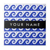Carreau Clé de méandre grecque, Clé de vague, Bleu, Votre  (Devant)