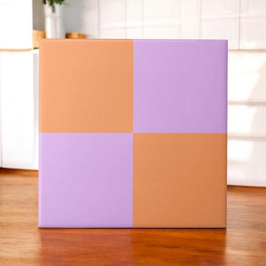 Carreau Clé Gras Peach Purple Checkerboard Moderne Minimal