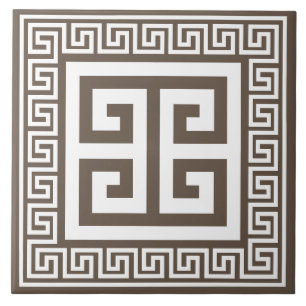 Carreau Clé Grecque Blanc Et Carrelage Motif Brown