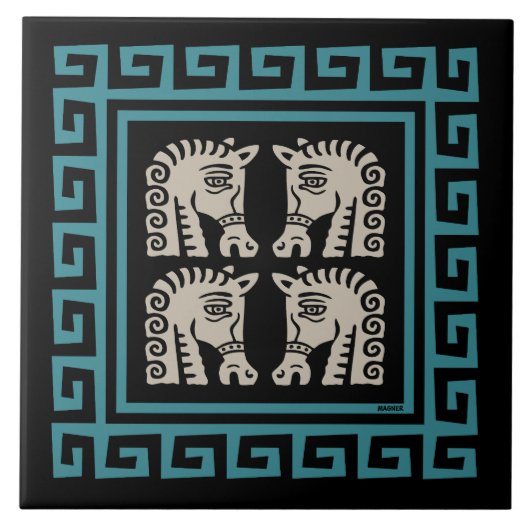 Carreau Clé grecque du milieu du siècle avec conception de (Devant)