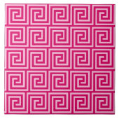 Carreau Clé grecque, fuchsia et rose-clair (Devant)