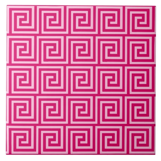 Carreau Clé grecque, fuchsia et rose-clair (Devant)