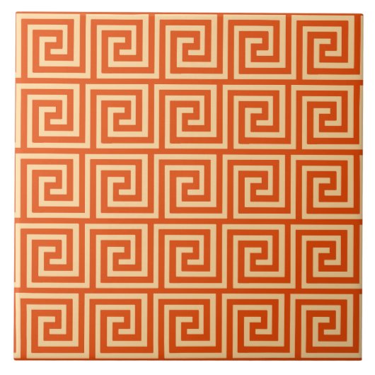 Carreau Clé grecque, mandarine orange (Devant)