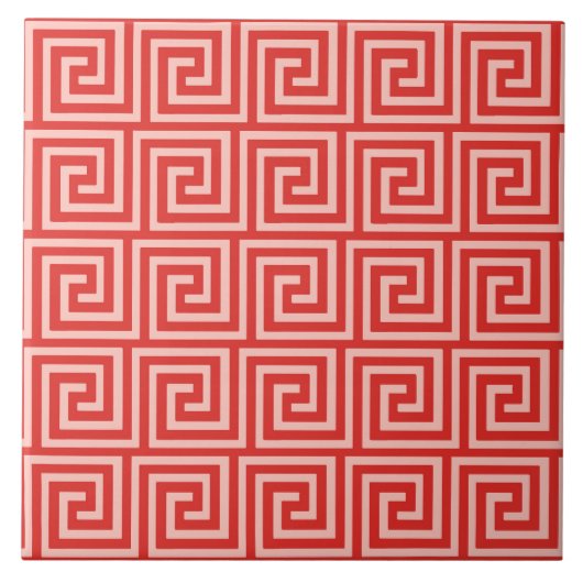 Carreau Clé grecque, nuances de corail rose (Devant)