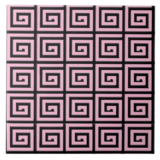 Carreau Clé grecque - rose et noir (Devant)