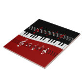 Carreau Clés et notes de piano blanc rouge noir élégant (Côté)