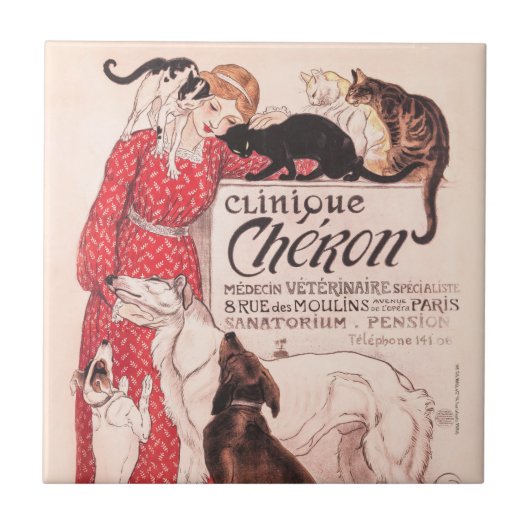 Carreau Clinique Cheron Vintage Chien Chat Steinlen Poster (Devant)