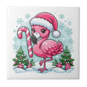 Carreau Clipart de sublimation du Flamant rose de Noël