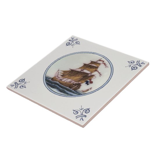 Carreau Clipper Ship Polychrome Delft Repro Carrelage anti (Côté)