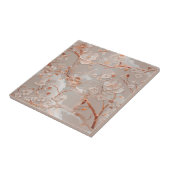 Carreau Cloisonne rose or motif floral motif tuile (Côté)