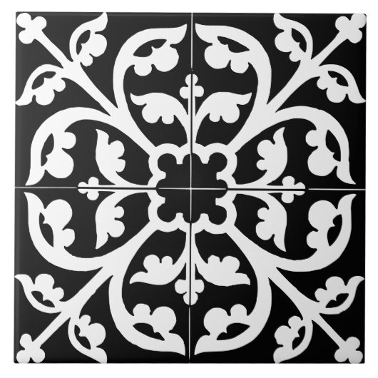 Carreau Clover Flower Floral Abstract Black & White (Devant)