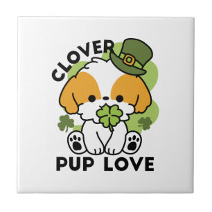 Carreau Clover Pup Love - St. Patrick's Day Chien Design
