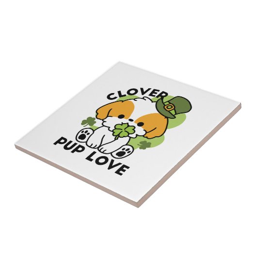 Carreau Clover Pup Love - St. Patrick's Day Chien Design (Côté)