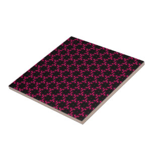 Carreau Cluster de fleurs rose et noire