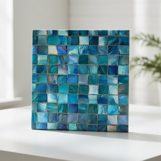 Carreau Coastal Aqua Blue Glass Mosaic