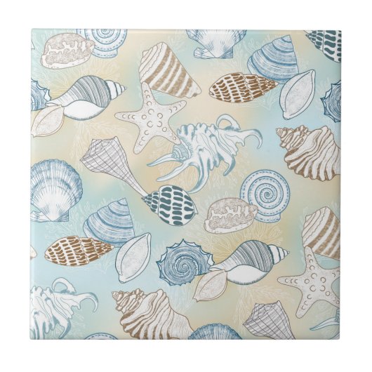 Carreau Coastal Beach Seashells Motif (Devant)