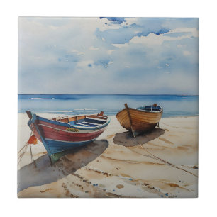 Carreau "Coastal Calm" Un Aquarelle Reposant Paysage marin